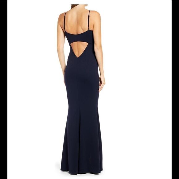 KATIE MAY Sleeveless Trumpet Gown Dress, Navy, Size Large, 12/14, NWT - Picture 3 of 7